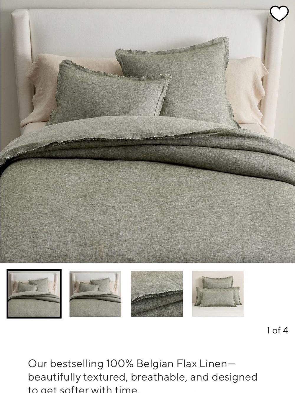 Pottery Barn Belgian Linen Double Flange Duvet Cover in Dark Forest